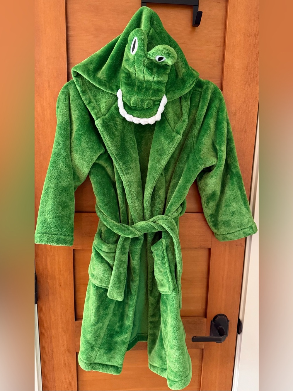 Pottery Barn Kids Green Alligator Hooded Robe - Plush Bathrobe Size 8-10 EUC